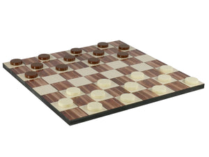 Checker Set - Urea Checkers on American Walnut Basic Decoupage Board