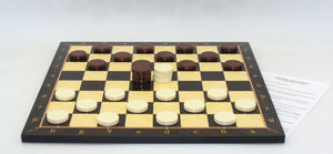 Checker Set - Wood Grain Alpha Numeric Decoupage with Urea Checkers