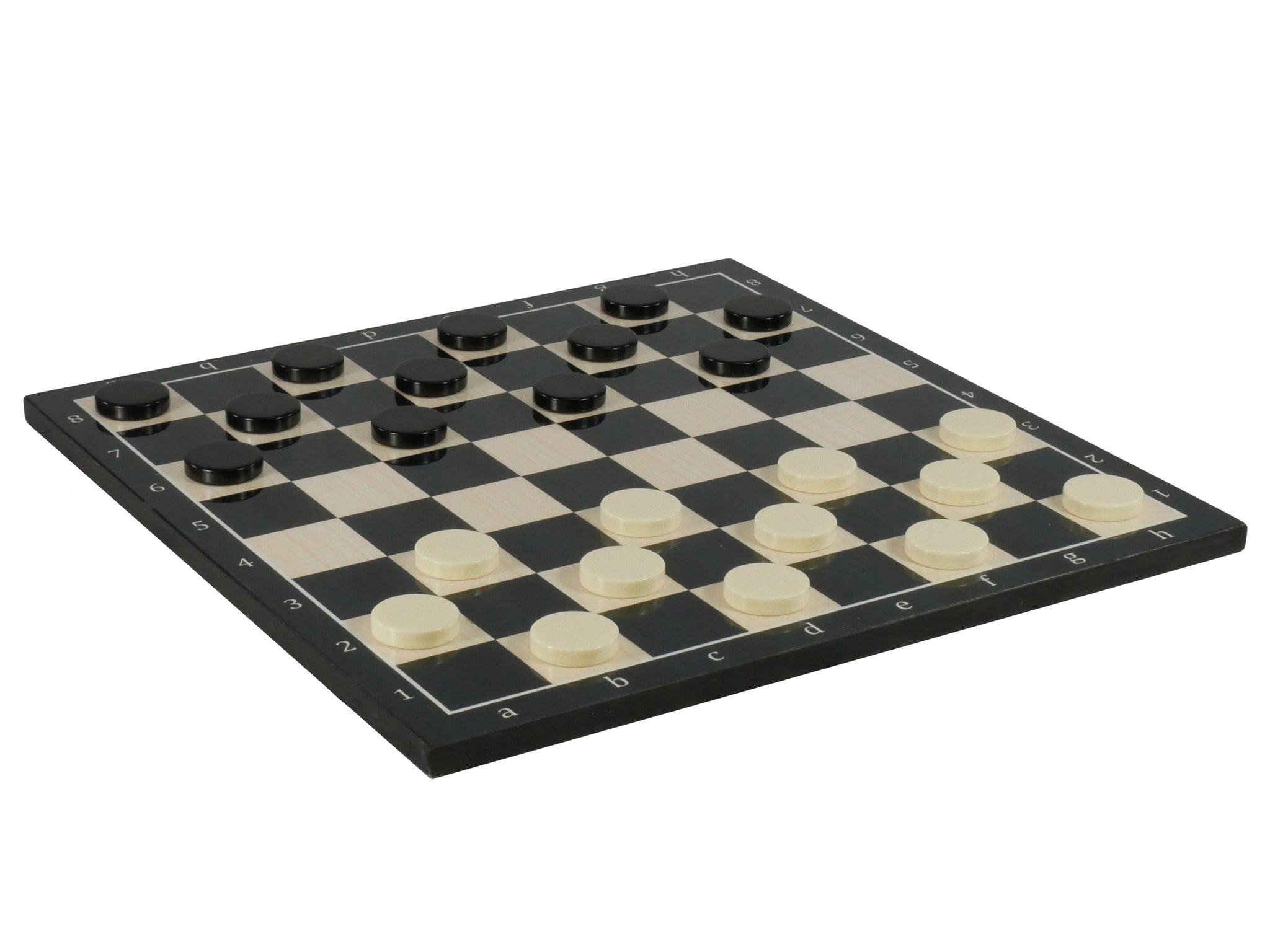 Checker Set - Black Checkers in Urea on Black Alpha Numeric Decoupage