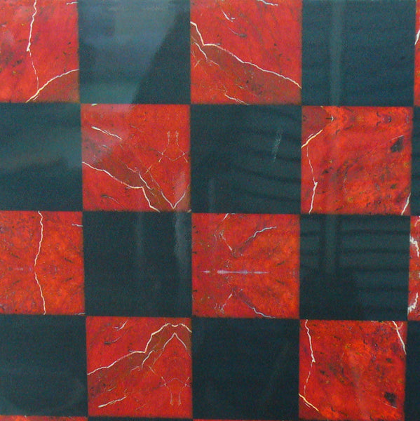 Chess Board - Black & Red Decoupage Chess Board