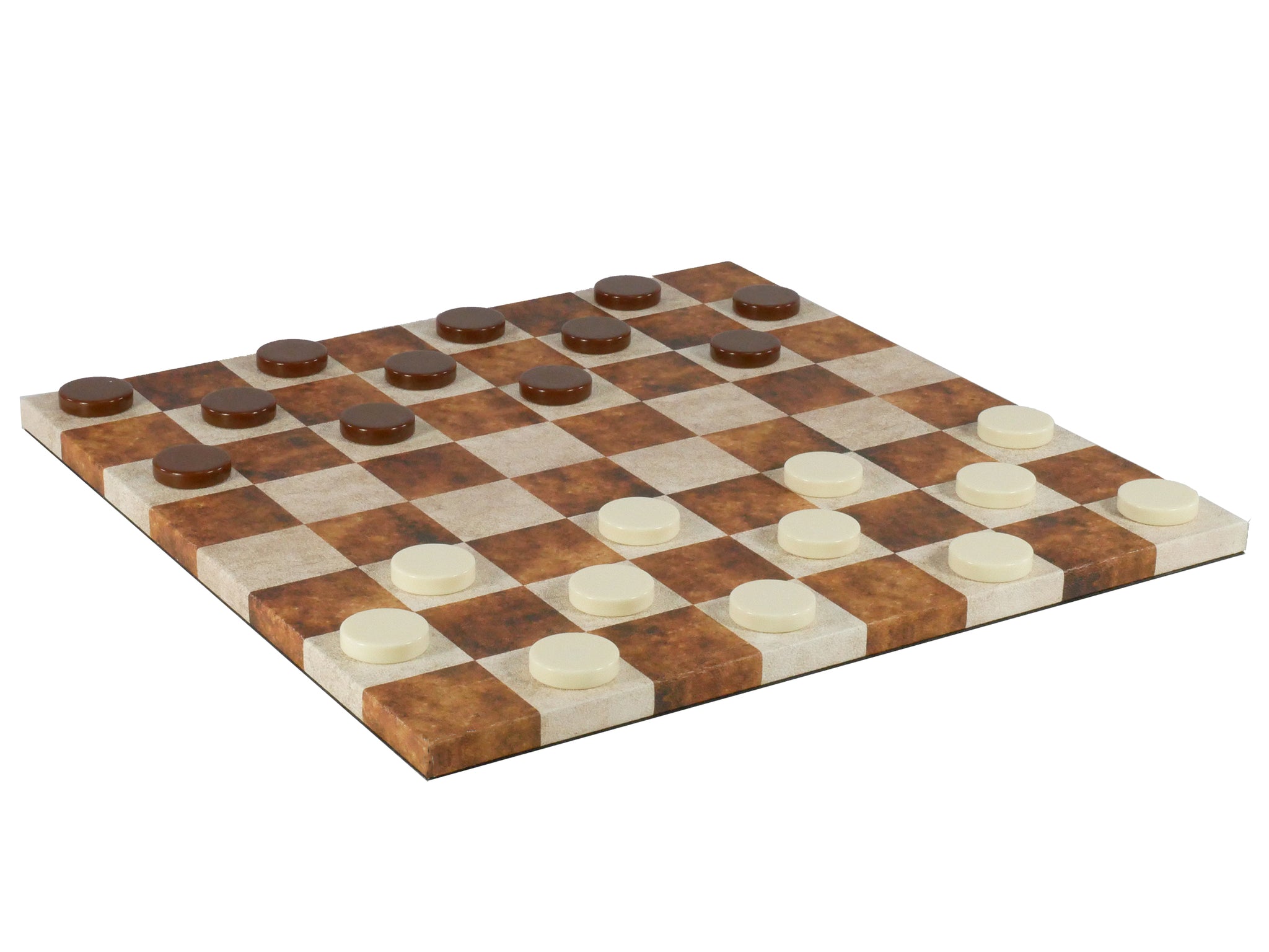 Checker Set - Urea Checkers on a Caramel and Cream Leatherette Board