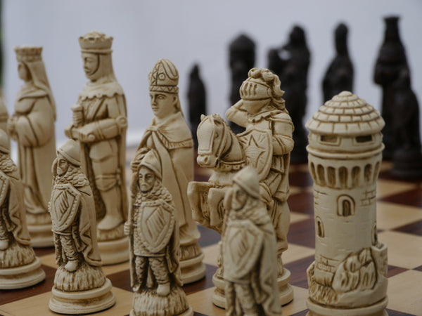 Chess Pieces - Resin - Camelot Brown and Natural - 4.25"
