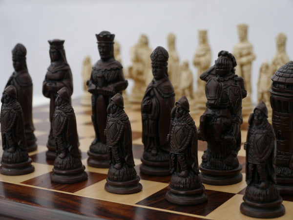Chess Pieces - Resin - Camelot Brown and Natural - 4.25"