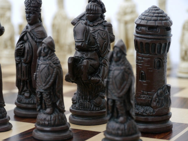 Chess Pieces - Resin - Camelot Brown and Natural - 4.25"