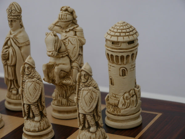 Chess Pieces - Resin - Camelot Brown and Natural - 4.25"