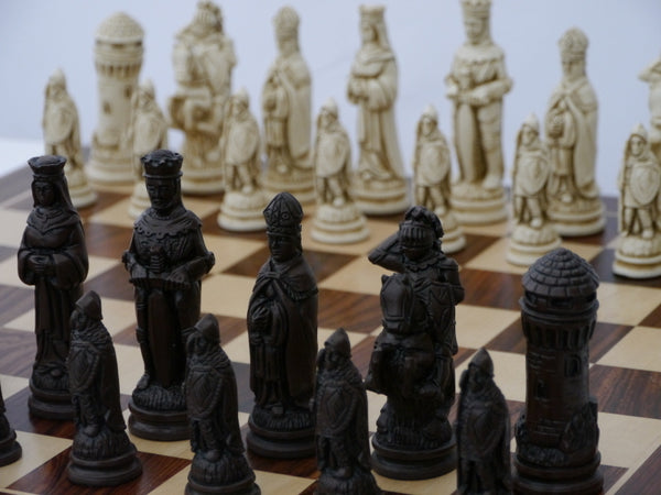 Chess Pieces - Resin - Camelot Brown and Natural - 4.25"