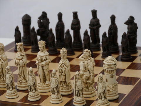 Chess Pieces - Resin - Camelot Brown and Natural - 4.25"