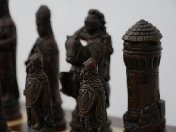 Chess Pieces - Resin - Camelot Brown and Natural - 4.25"