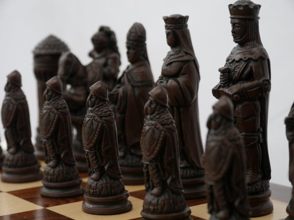 Chess Pieces - Resin - Camelot Brown and Natural - 4.25"