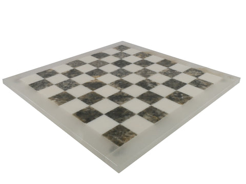 Chess Board - Grey & White Alabaster Chess Board