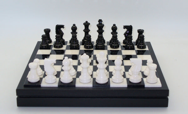 Chess Set - Black & White Alabaster Chest