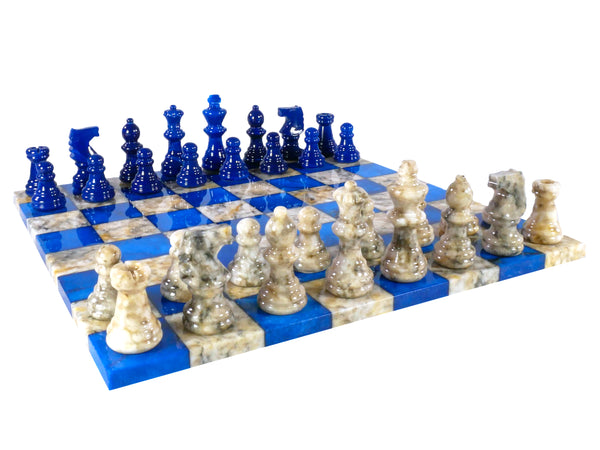 Chess Set - Alabaster Set with Frameless Board