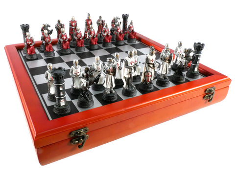 Chess Set - Resin on Cherry Stained Chest - Crusade IV