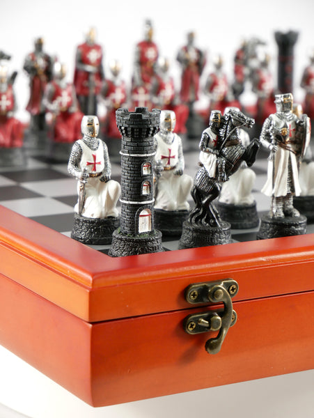 Chess Set - Resin on Cherry Stained Chest - Crusade IV