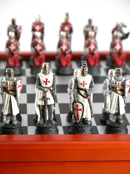 Chess Set - Resin on Cherry Stained Chest - Crusade IV