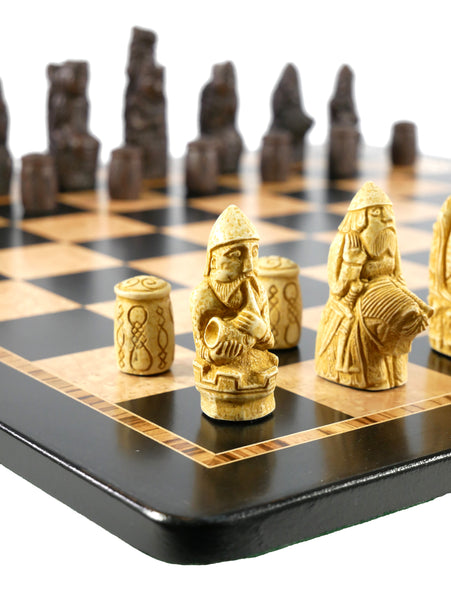 Chess Set - Medieval Resin Chessmen on Ebony/Birdseye Board