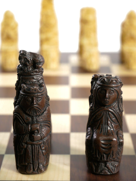 Chess Set - Medieval Resin Chessmen on Dark Rosewood Board
