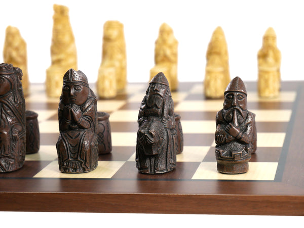 Chess Set - Medieval Resin Chessmen on Dark Rosewood Board