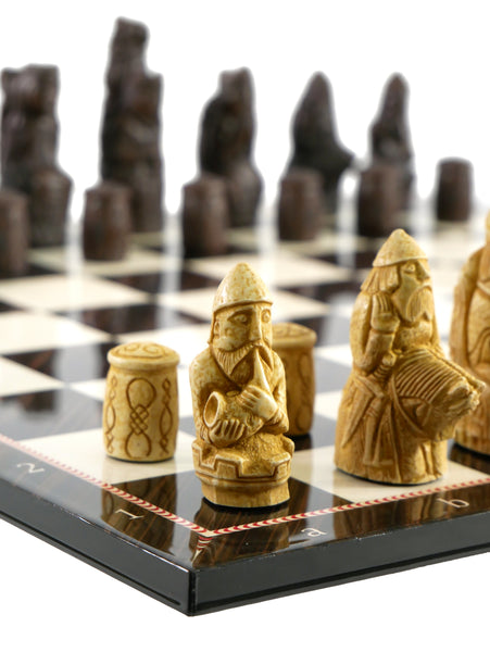 Chess Set - Medieval Resin Men on Elegance Decoupage Board