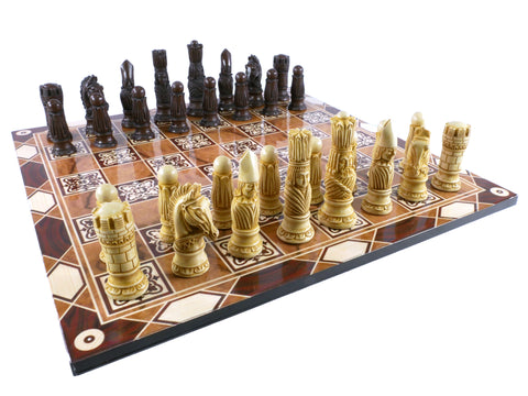 Chess Set - Victorian Resin Men on Marrakesh Decoupage Board