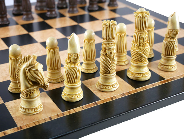 Chess Set - Victorian Resin Men on Ebony/Birdseye Board