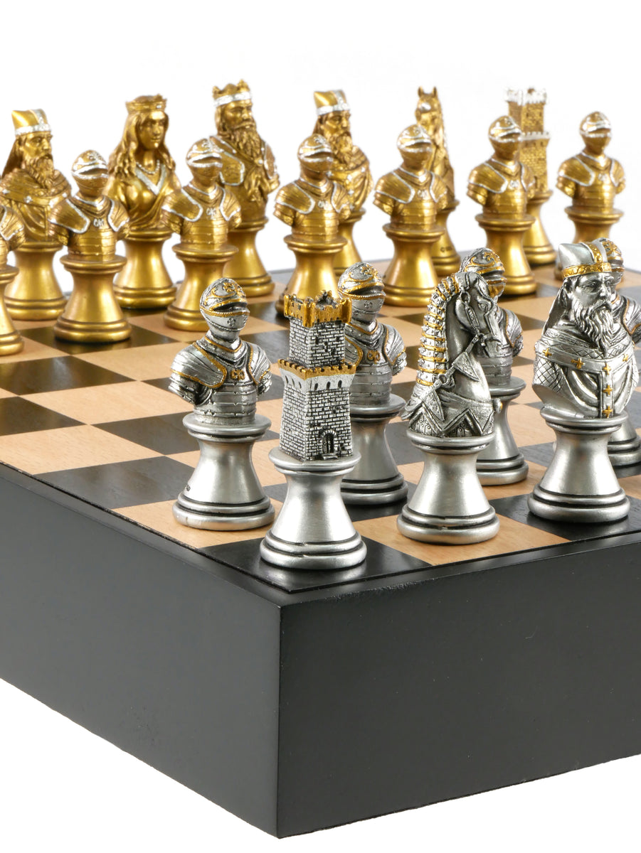 Chess Set - Camelot Gold & Silver Chessmen on Maple Chest – WorldWise ...