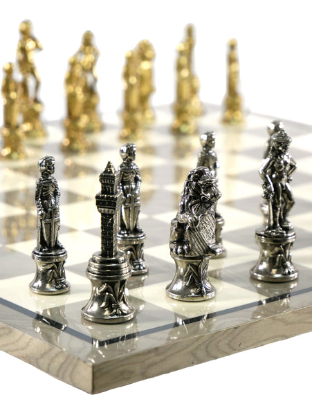 Chess Set - Florence Metal Men on Grey Briarwood Chess Board
