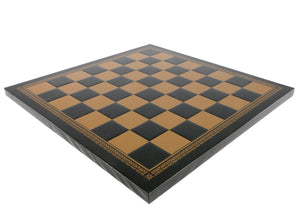 Chess Board - 13" Black & Gold Faux Leather Chess Board