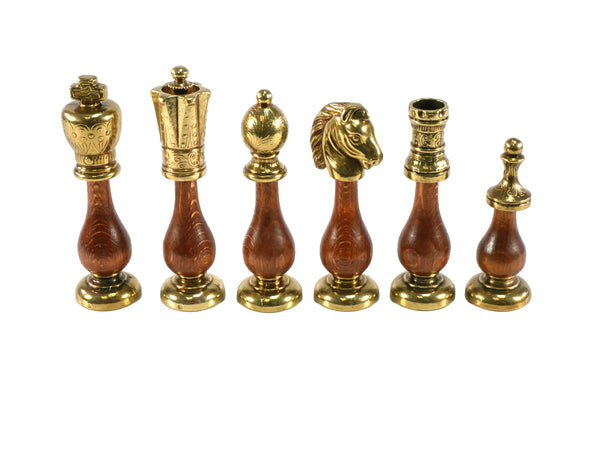 Chess Pieces - Big Staunton Metal and Wood Maple & Golden Rosewood Chess Pieces