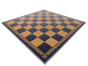 Chess Board - 18" Blue & Gold Faux Leather Chess Board