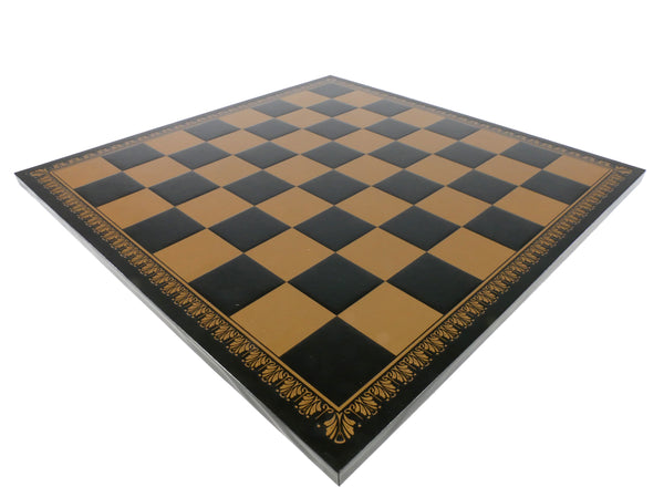 Chess Board - 18" Black & Gold Faux Leather Chess Board