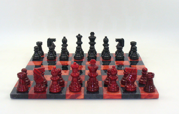 Chess Set - Alabaster Set with Frameless Board