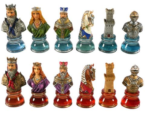Chess Pieces - Resin - Camelot Busts On Acrylic Bases